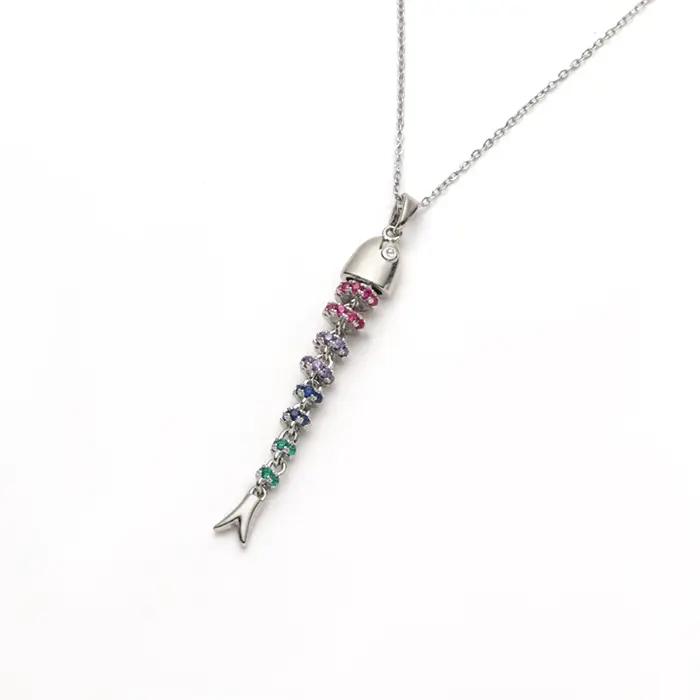 Collier avec pendentif poisson en Zircon coloré scintillant pour femmes