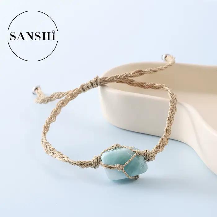 Bracelet en pierre naturelle tissée à la main