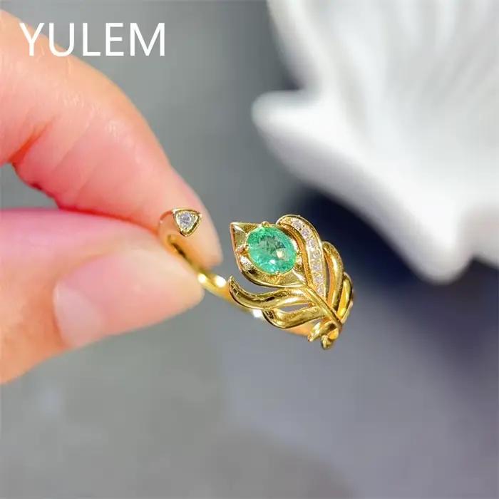 YULEM – émeraude naturelle 4x5mm pour femmes, bague de mariage en argent massif 925, rubis, pour usage quotidien, meilleur cadeau