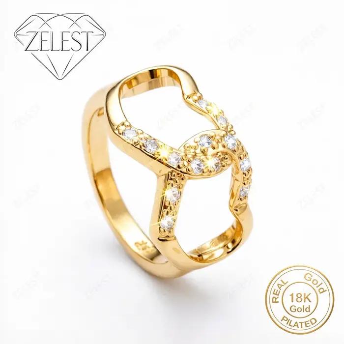 Bague en argent sterling 925 plaqué or 18 carats