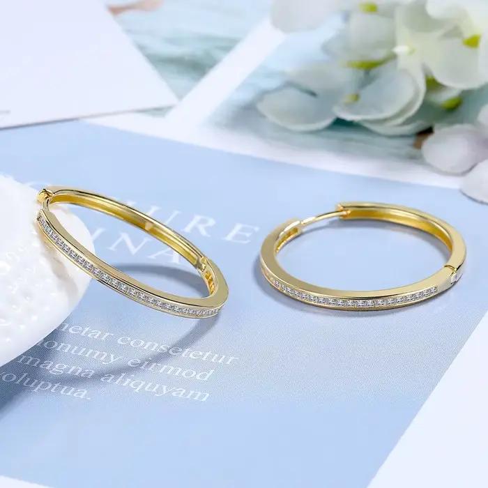 Boucles d'oreilles créoles en diamant Moissanite pour femmes