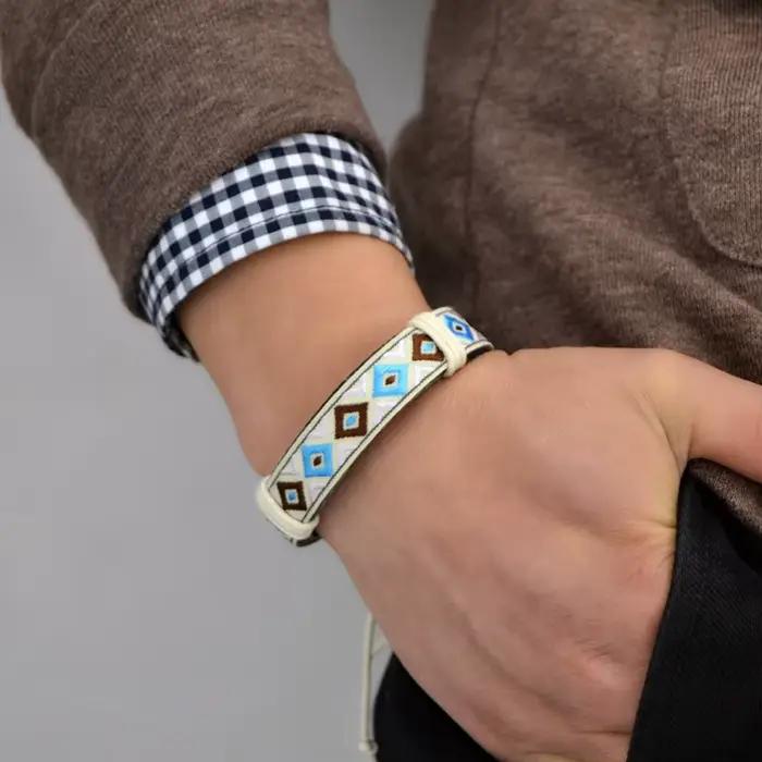 Bracelet en cuir de style ethnique pour femmes et hommes