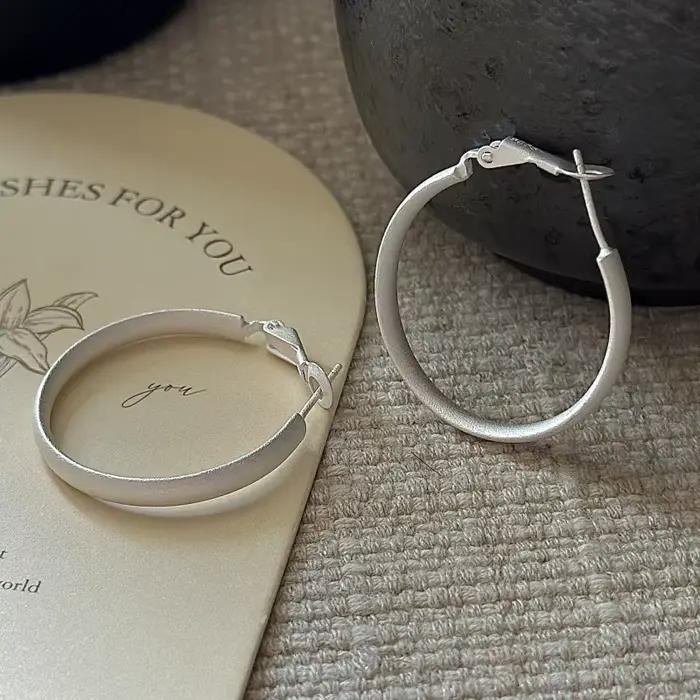 Boucles d'oreilles en argent Sterling 925 pour femmes, tendance, géométrique, grand rond, Simple, bijoux, prévention des allergies, accessoires cadeaux de fête