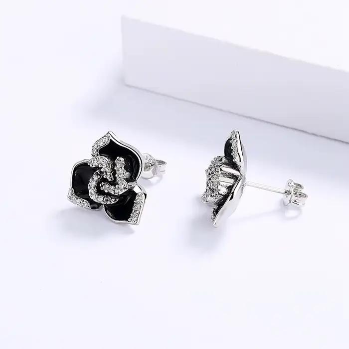 Boucles d'oreilles pendantes fleur en argent 2024 pour femmes