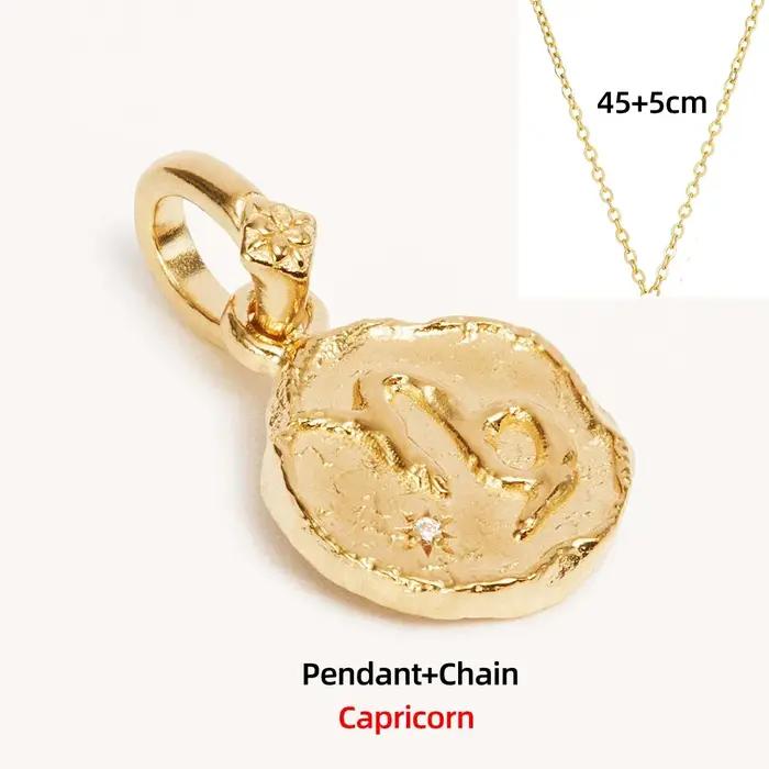 Pendentif symbole 12 Constellations en acier inoxydable, collier avec signe étoile géométrique pour
