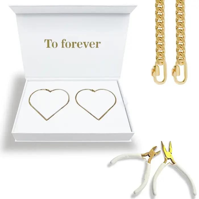Kit de bracelets permanents en acier inoxydable doré pour couples occasions spéciales anniversaires Saint Valentin cadeau romantique