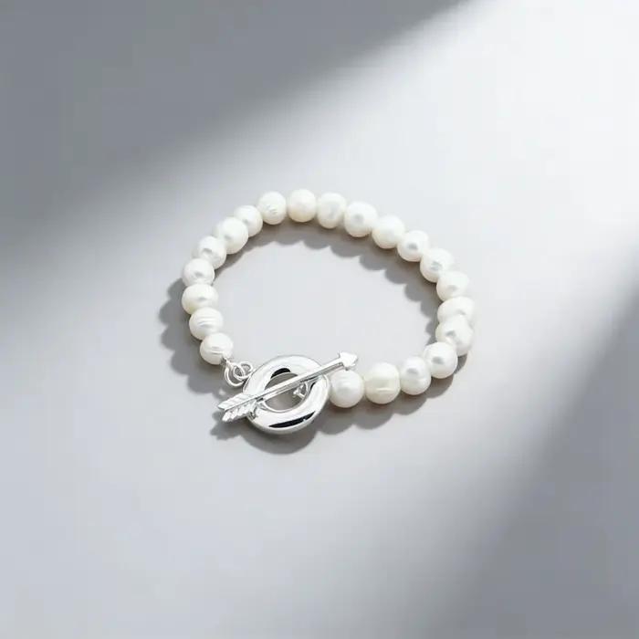 Bracelets en argent Sterling 925 pour femmes et filles avec perles naturelles élégants pour occasions spéciales comme le mariage, l'anniversaire et la Saint-Valentin