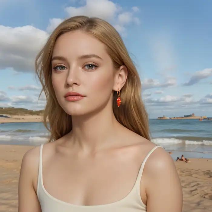 Boucles d'oreilles en céramique colorée et acier inoxydable avec électrofinition or 18 carats pour femmes, style mode, résistant à l'eau et à la rouille, idéal pour les vacances et les occasions spéciales