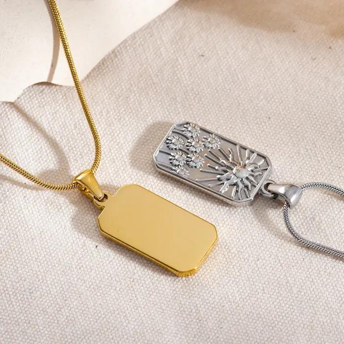 Collier pendentif soleil et floral