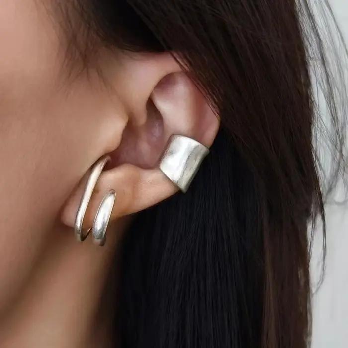 Boucles d'oreilles rétro en or rose style manchette classique sans perçage pour femmes occasions spéciales et quotidienne