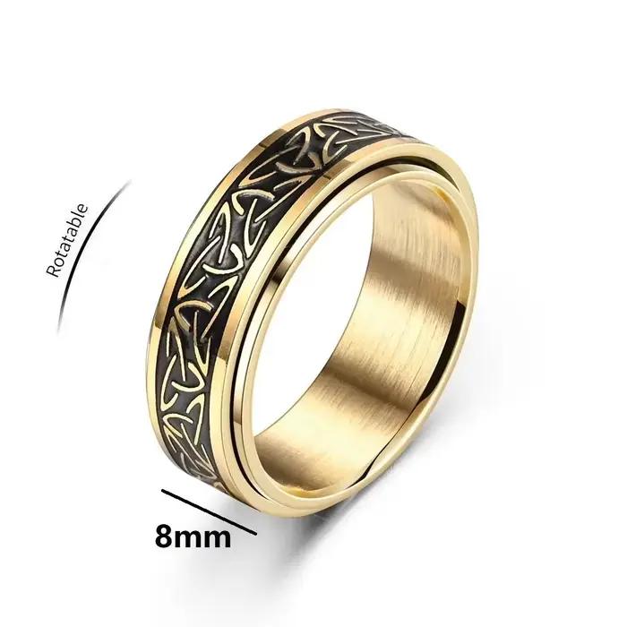 Anneau en acier inoxydable vintage viking celtique noeud rune rotatif pour hommes occasions spéciales cadeau romantique