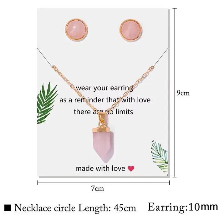 Collier pendentif hexagonal en pierre naturelle pour femme