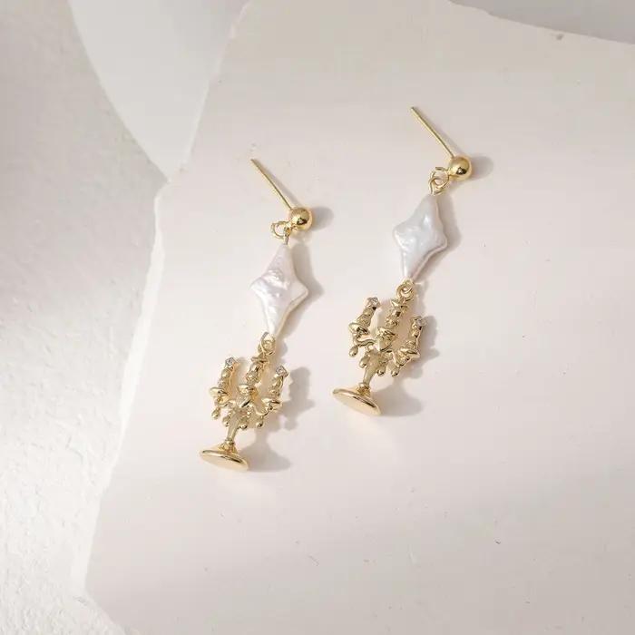 2 pièces 14K plaqué or Vintage palais bougie pendentif boucles d'oreilles colliers résultats bijoux bricolage fabrication fournitures accessoires faits à la main