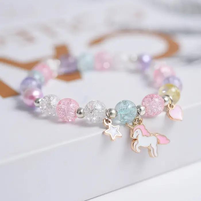 Bracelet en verre de perles de pop-corn pour filles