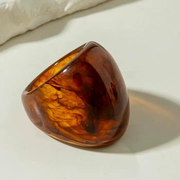 Tocona – bague bohème multicolore en acrylique avec bijoux à irrégularités géométriques