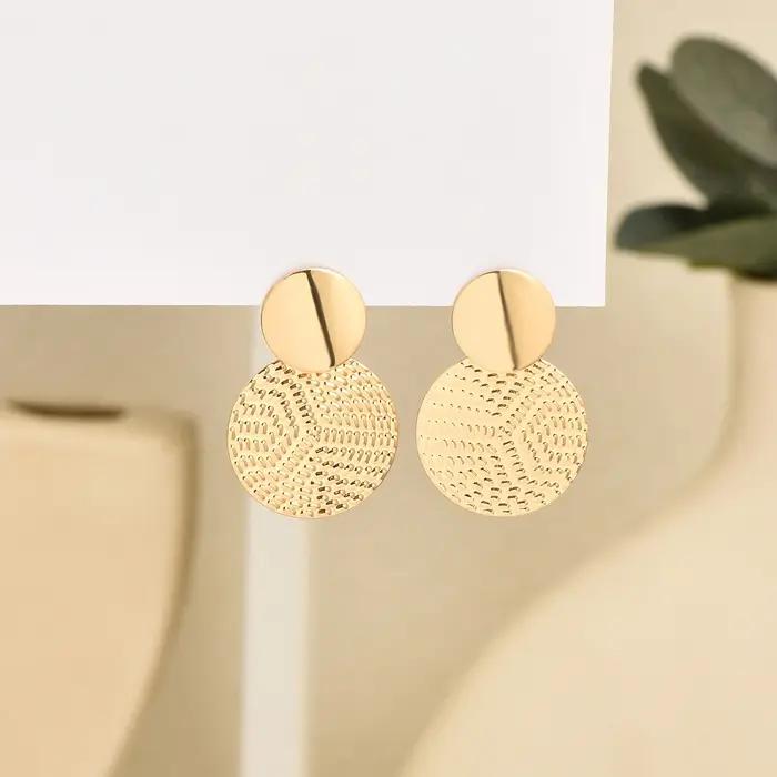 Aretes De Mujer bohême à la mode géométrique métal boucles d'oreilles rondes pour les femmes