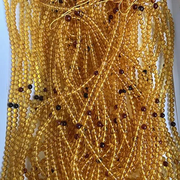 Yoowei – collier rond en ambre doré de 5mm