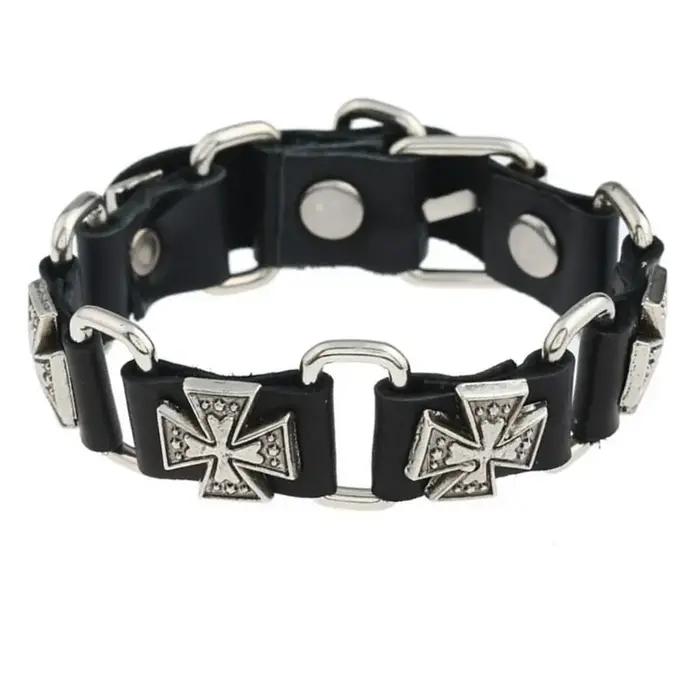 Bracelet croix irlandaise en cuir rétro pour hommes