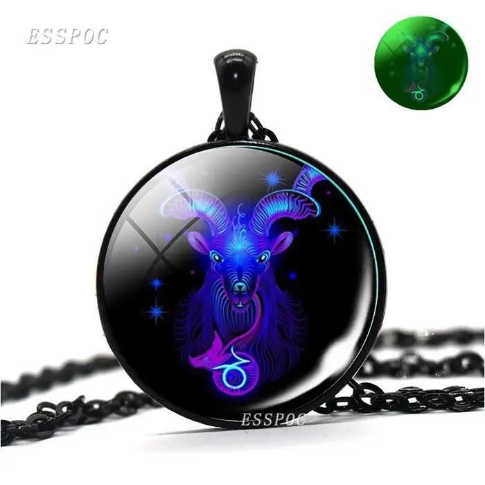 Collier Cabochon en Verre avec 12 Signes du Zodiaque