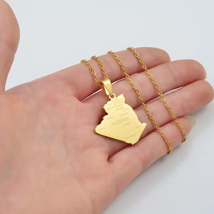 Anniyo Algérie Carte Nom de la Ville Collier Pendentif Bijoux