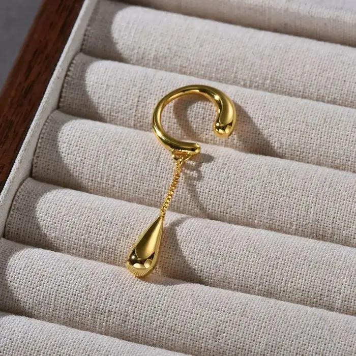 LATS 1 pièce en forme de C en métal larme gland pince boucles d'oreilles pour les femmes pas de pier