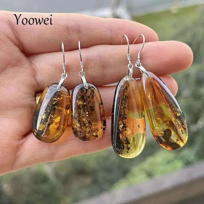 Boucles d'oreilles en ambre véritable et argent Sterling 925 pour femmes, idéales pour les occasions spéciales et les cadeaux personnalisés