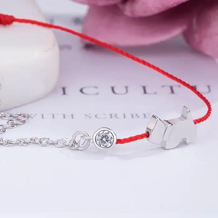 Buyee 925 Bracelet chien en argent Sterling exquis cochon corde rouge