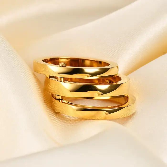 Bague classique à 3 doigts pour femmes, en acier inoxydable, à la mode, 3 pièces/ensemble, bague de fiançailles, de mariage, bijoux de doigt, vente en gros