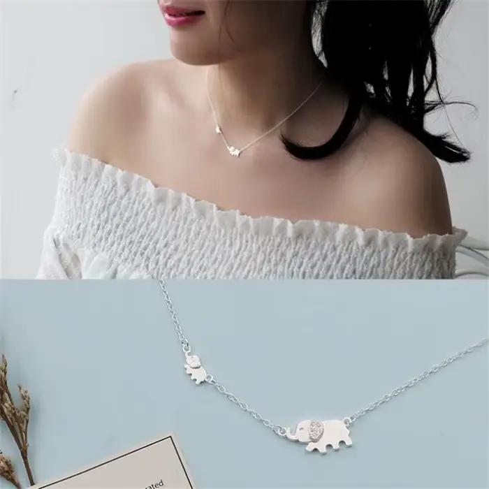 Style européen bijoux de mode nouveau petit éléphant 925 en argent Sterling mignon Animal cristal clavicule chaîne pendentif colliers XL214