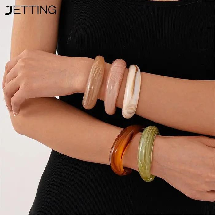 Bracelet manchette bohème en acrylique géométrique pour femme 2024