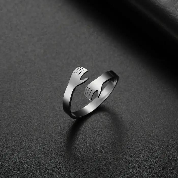Bague de Doigt Hug pour Homme Femme Famille Fête des Pères Fête des Mères Couple Bagues Ajustables C