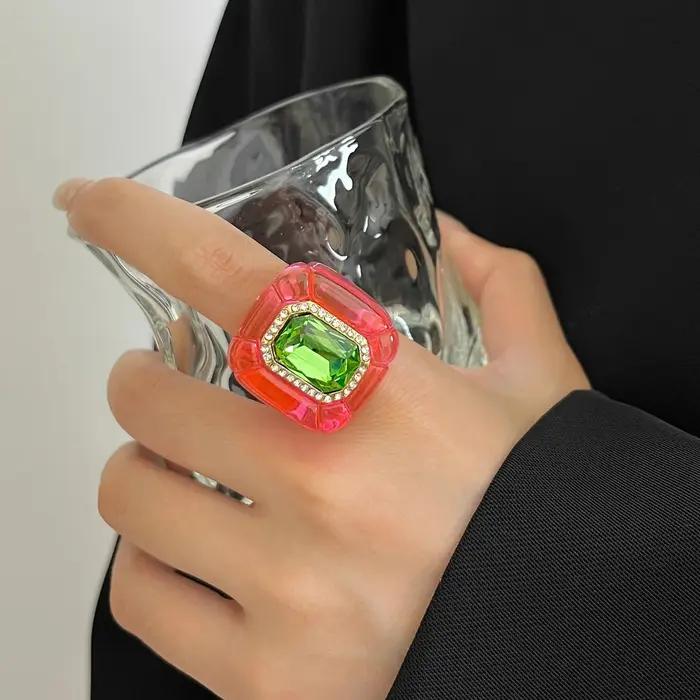 Bracelet en résine dégradé rond géométrique pour femmes style moderne unique occasions spéciales