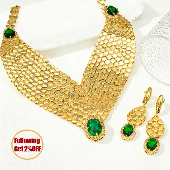 GZJPEI 2026 Nouvel ensemble de bijoux en zircon vert