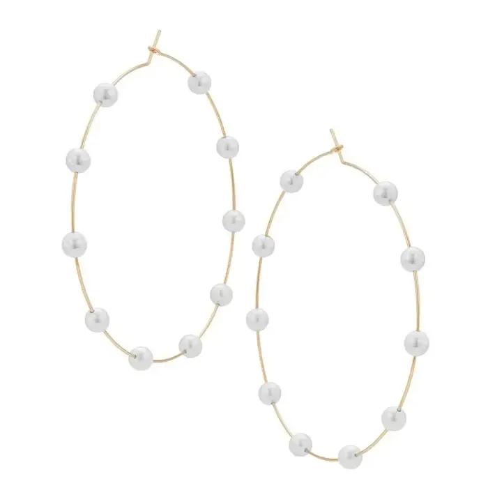 Boucles d'oreilles en perles au Design exagéré pour femmes, bijoux à la mode, clous circulaires, per