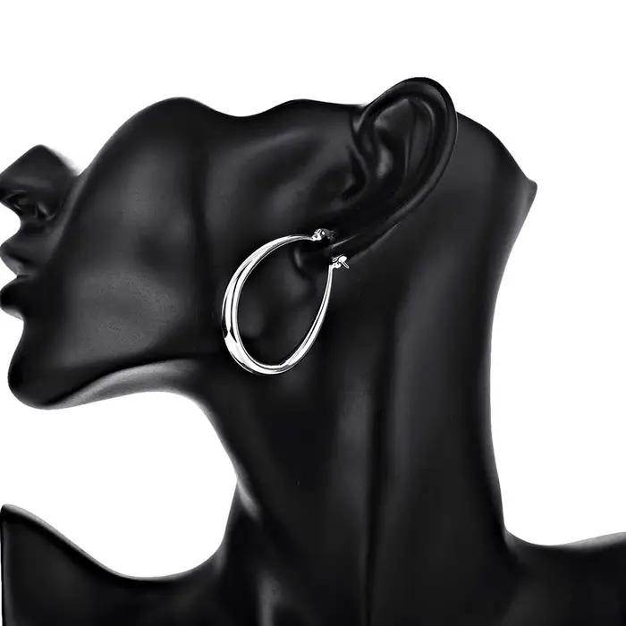 Boucles d'oreilles ovales en argent Sterling 925 plaqué or 18 carats pour femmes