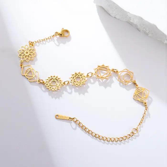 Bracelet à breloques de Yoga 7 chakras en acier inoxydable élégant pour femmes occasions spéciales bien-être émotionnel santé physique cadeau anniversaire