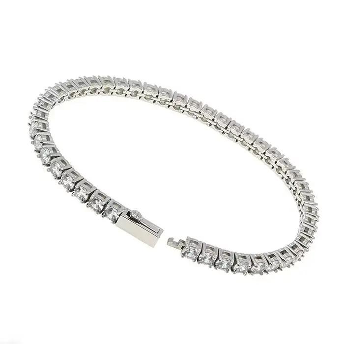 Bracelet en acier avec chaîne tennis entièrement sertie de diamants