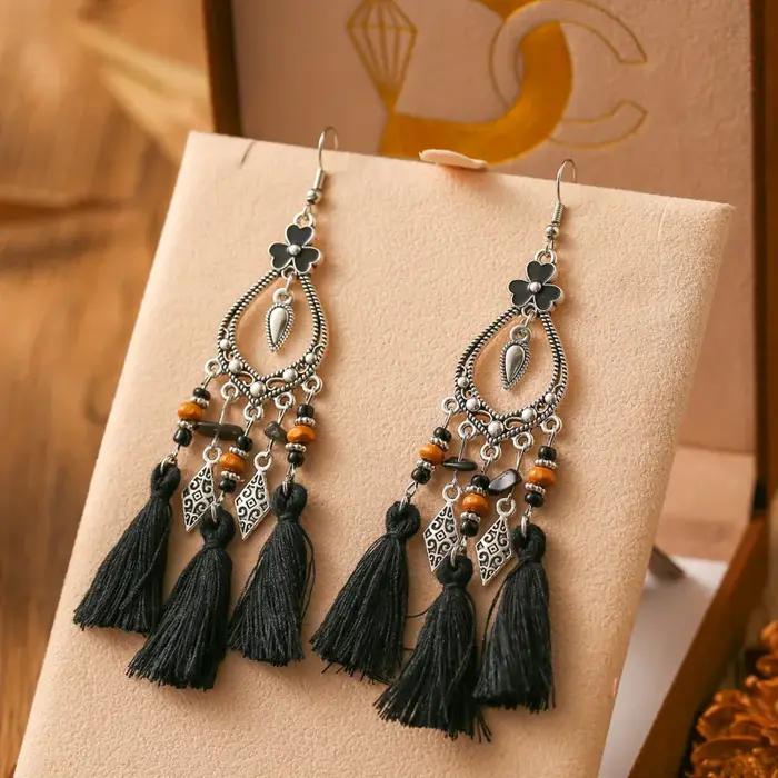 Boucles d'oreilles bohème en forme de cœur et de fleur pour femmes