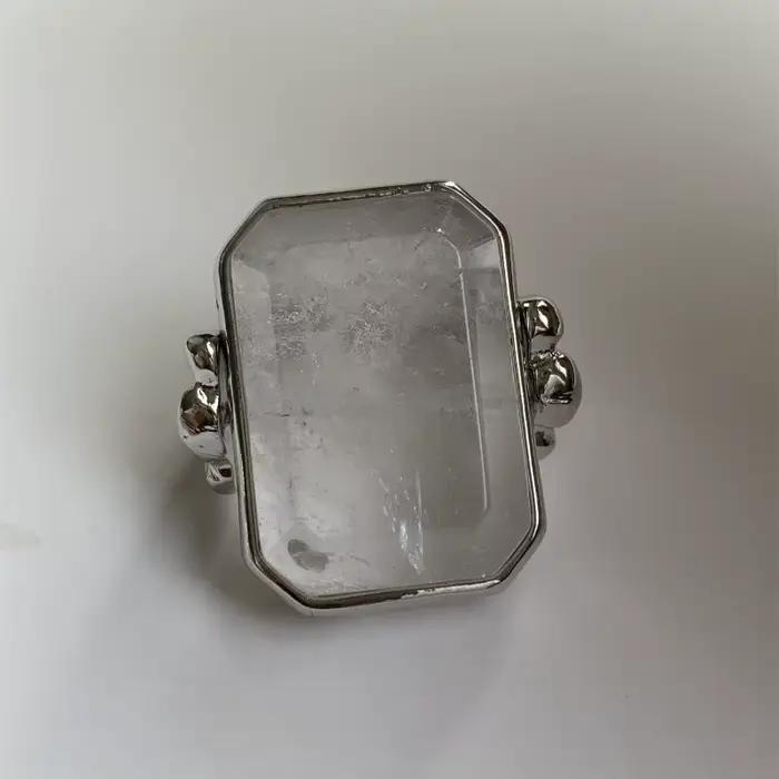 Bague en cristal cube de sucre carré, mode rétro française