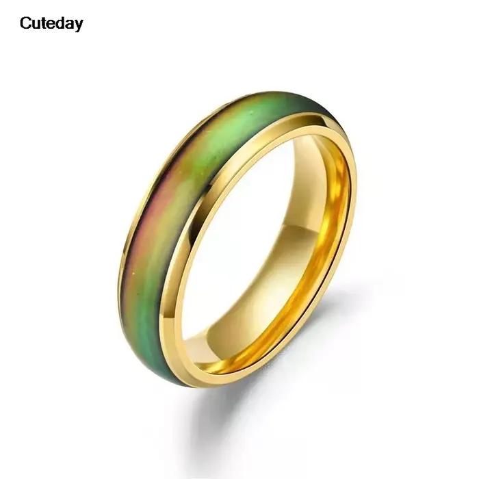 5 couleurs en acier inoxydable changement de couleur anneaux humeur émotion sentiment température anneau pour femmes