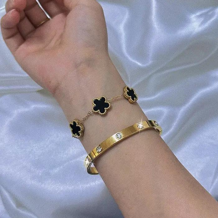 Bracelet empilable Trèfle d'amour pour femmes et adolescentes