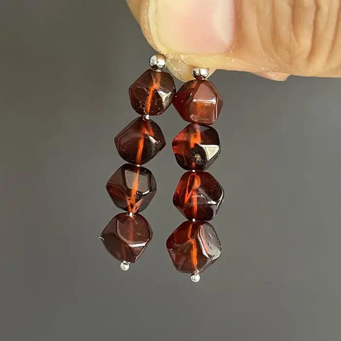 Boucles d'oreilles multicolores en ambre pour femmes