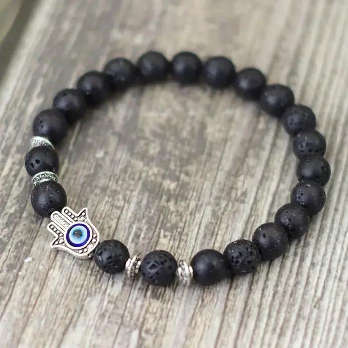 Bracelet mauvais œil homme femme Vintage couleur argent Fatima main