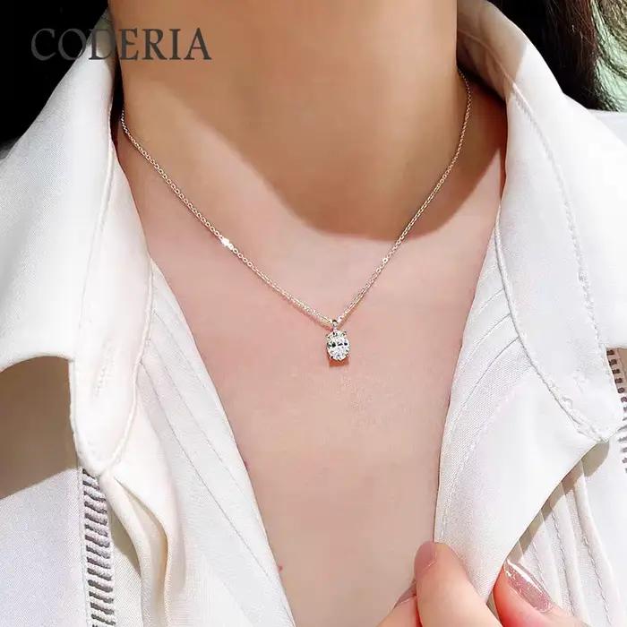 Collier ovale en Moissamite goutte d'eau 925 Sterling Silver pour femmes occasions spéciales mariage engagement anniversaire