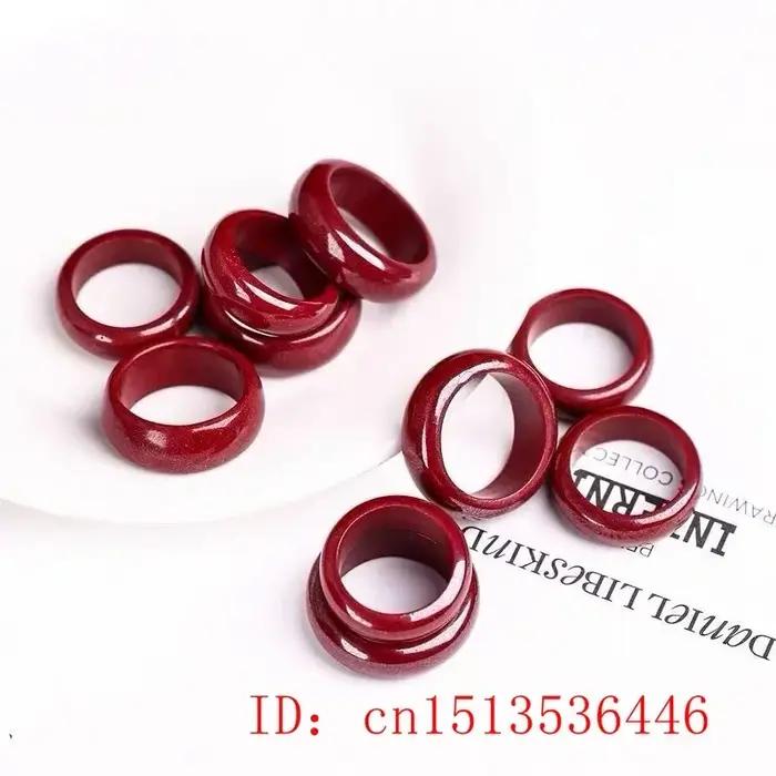 Cinabre rouge naturel 6-12 taille bague Jade rond tissage à la main bijoux mode homme femme chance amulette exercice mauvais esprits