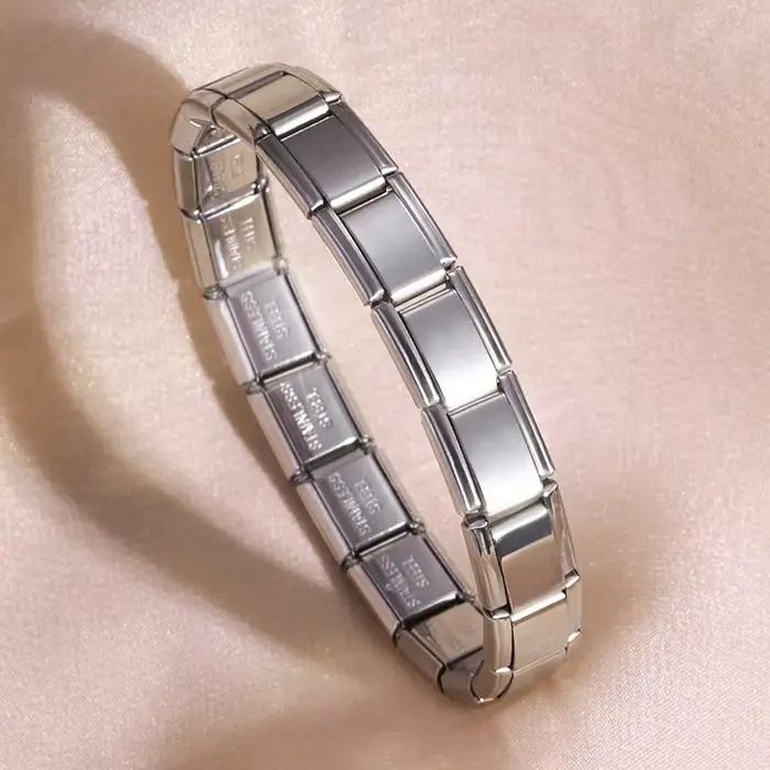 Jardme – Bracelet élastique italien en acier inoxydable pour femmes et hommes, couleur or, 9mm, Brac