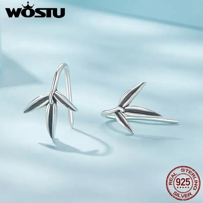 Boucles d'oreilles à tige en bambou brillant pour femme