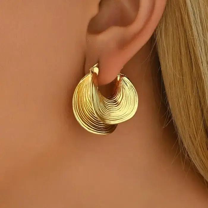 Boucles d'oreilles géométriques uniques à rayures irrégulières pour femmes