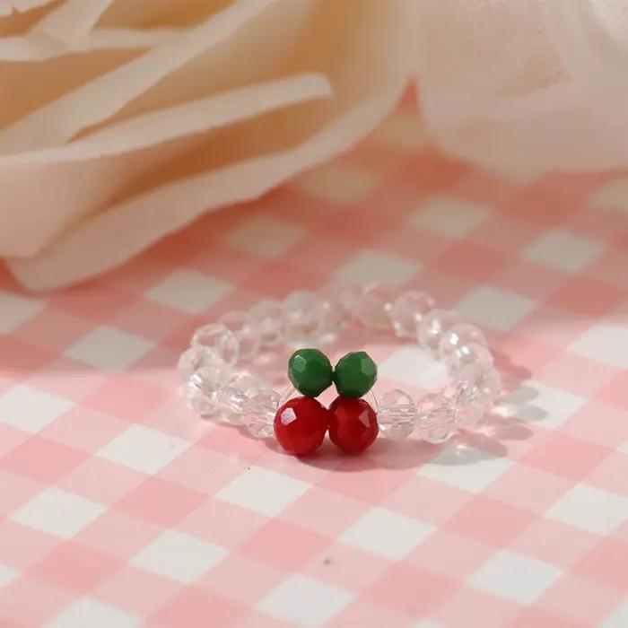 Bagues élastiques minimalistes en forme de cerise rouge pour femmes, idéales pour occasions spéciales et soirées de gala