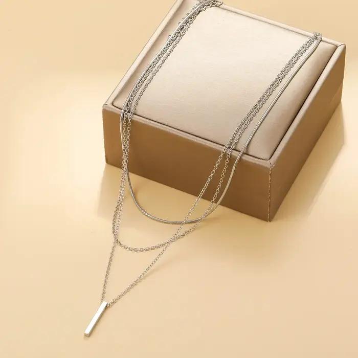 Collier empilable à trois couches en argent Sterling 925 avec pendentif simple pour femmes occasions spéciales partys elegance moderne